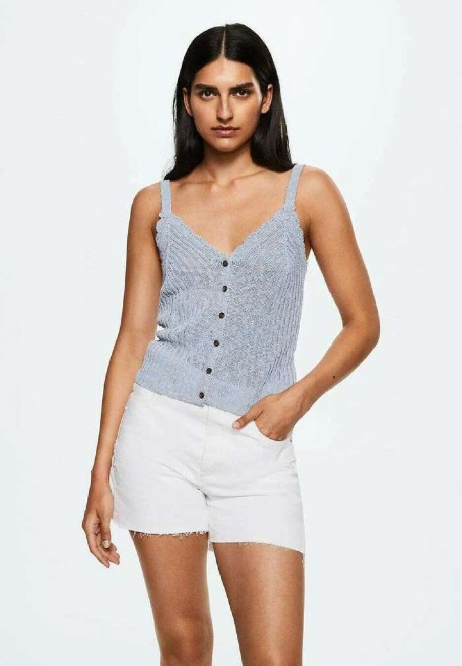 Clothing * | Mango Tila Top Sky Blue